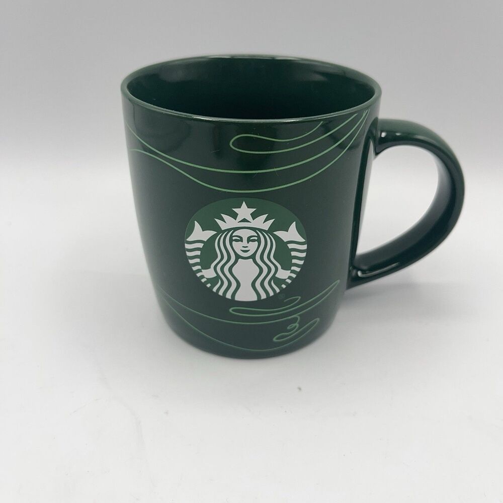 Starbucks 2020 Holiday Green Scribble ceramic Coffee Mug 16 ounce